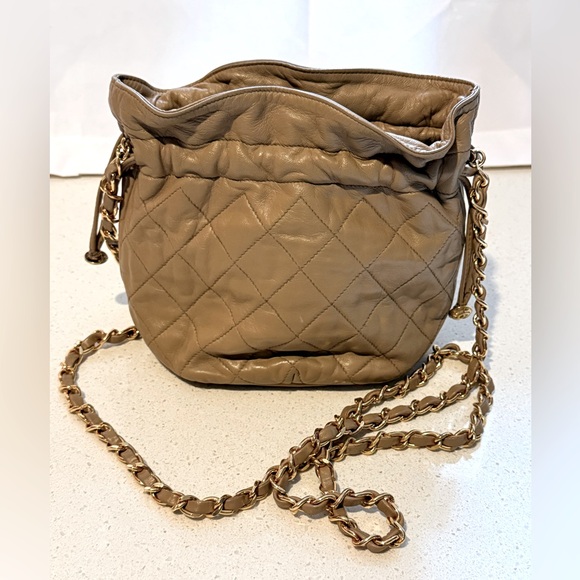 Chanel Beige/Camel Vintage Matelasse Mini Drawstring Bucket Bag - Picture 6 of 12